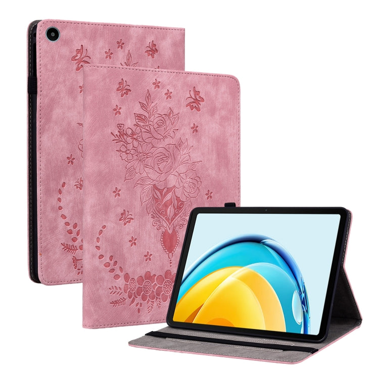 For Huawei MatePad SE 10.4 Butterfly Rose Embossed Leather Tablet Case(Pink) - Huawei Cases by PMC TechLife | Online Shopping South Africa | PMC TechLife | Buy Now Pay Later Mobicred