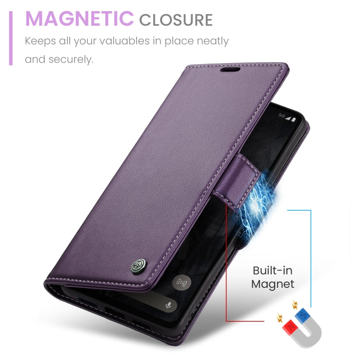 For Google Pixel 8 Pro CaseMe 023 Butterfly Buckle Litchi Texture RFID Anti-theft Leather Phone Case(Pearly Purple) - Google Cases by CaseMe | Online Shopping South Africa | PMC Jewellery | Buy Now Pay Later Mobicred