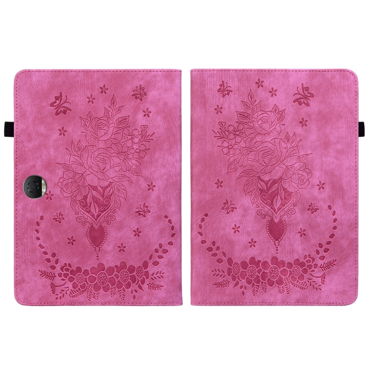 For Honor Pad 9 12.1 Butterfly Rose Embossed Leather Tablet Case(Rose Red) - Honor by PMC TechLife | Online Shopping South Africa | PMC TechLife | Buy Now Pay Later Mobicred