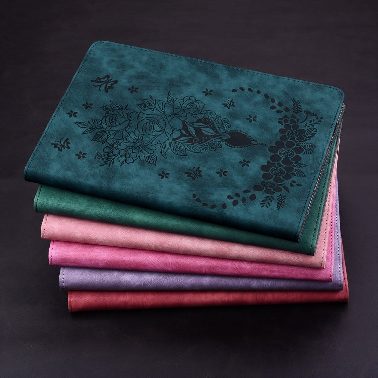 For Honor Pad 9 12.1 Butterfly Rose Embossed Leather Tablet Case(Rose Red) - Honor by PMC TechLife | Online Shopping South Africa | PMC TechLife | Buy Now Pay Later Mobicred