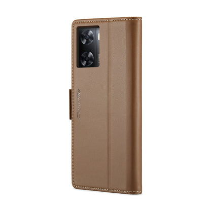 For OPPO A77 4G Global / A57e 4G CaseMe 023 Butterfly Buckle Litchi Texture RFID Anti-theft Leather Phone Case(Brown) - OPPO Cases by CaseMe | Online Shopping South Africa | PMC Jewellery | Buy Now Pay Later Mobicred