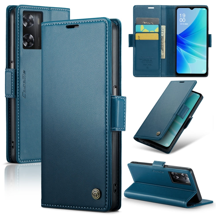 For OPPO A77 4G Global / A57e 4G CaseMe 023 Butterfly Buckle Litchi Texture RFID Anti-theft Leather Phone Case(Blue) - OPPO Cases by CaseMe | Online Shopping South Africa | PMC Jewellery | Buy Now Pay Later Mobicred