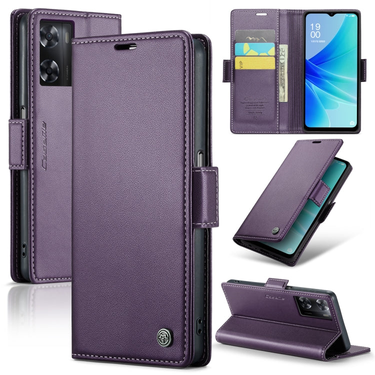 For OPPO A77 4G Global / A57e 4G CaseMe 023 Butterfly Buckle Litchi Texture RFID Anti-theft Leather Phone Case(Pearly Purple) - OPPO Cases by CaseMe | Online Shopping South Africa | PMC Jewellery | Buy Now Pay Later Mobicred