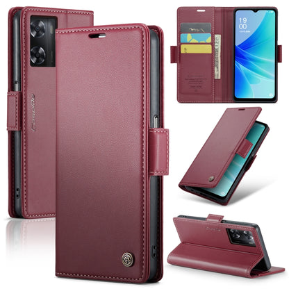 For OPPO A77s CaseMe 023 Butterfly Buckle Litchi Texture RFID Anti-theft Leather Phone Case(Wine Red) - OPPO Cases by CaseMe | Online Shopping South Africa | PMC Jewellery | Buy Now Pay Later Mobicred