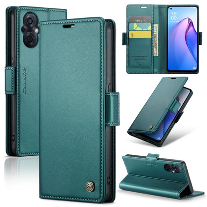 For OPPO Reno7 Z Global/Reno7 Lite Global CaseMe 023 Butterfly Buckle Litchi Texture RFID Anti-theft Leather Phone Case(Pearly Blue) - OPPO Cases by CaseMe | Online Shopping South Africa | PMC Jewellery | Buy Now Pay Later Mobicred