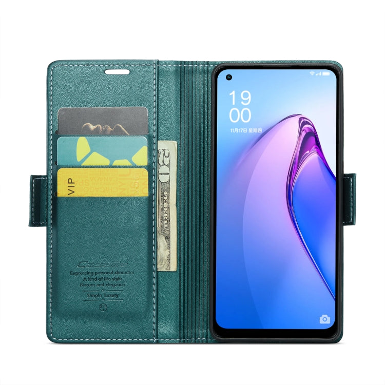 For OPPO Reno8 Lite Global CaseMe 023 Butterfly Buckle Litchi Texture RFID Anti-theft Leather Phone Case(Pearly Blue) - OPPO Cases by CaseMe | Online Shopping South Africa | PMC Jewellery | Buy Now Pay Later Mobicred