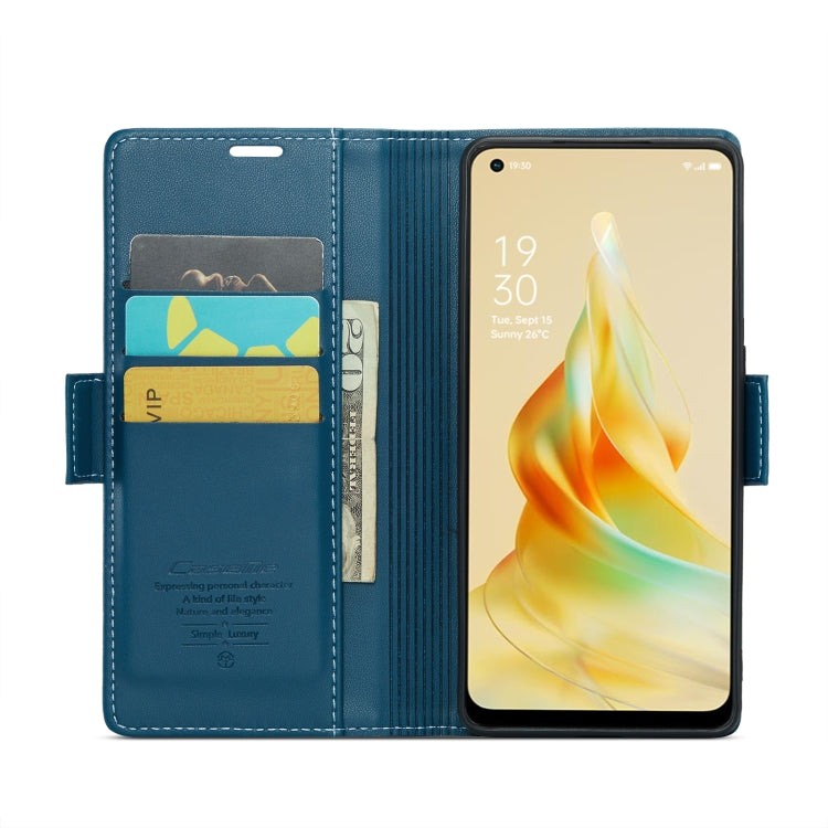 For OPPO Reno8 T 4G CaseMe 023 Butterfly Buckle Litchi Texture RFID Anti-theft Leather Phone Case(Blue) - OPPO Cases by CaseMe | Online Shopping South Africa | PMC Jewellery | Buy Now Pay Later Mobicred