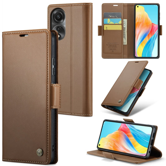 For OPPO A78 4G CaseMe 023 Butterfly Buckle Litchi Texture RFID Anti-theft Leather Phone Case(Brown) - OPPO Cases by CaseMe | Online Shopping South Africa | PMC Jewellery | Buy Now Pay Later Mobicred