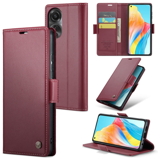 For OPPO A78 4G CaseMe 023 Butterfly Buckle Litchi Texture RFID Anti-theft Leather Phone Case(Wine Red) - OPPO Cases by CaseMe | Online Shopping South Africa | PMC Jewellery | Buy Now Pay Later Mobicred