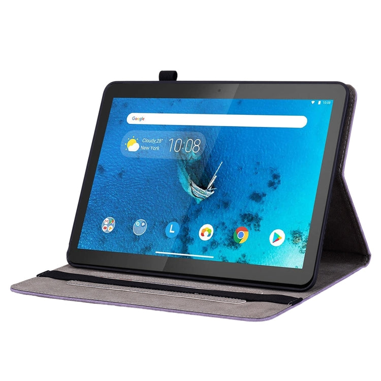 For Lenovo M10 Butterfly Rose Embossed Leather Tablet Case(Purple) - Lenovo by PMC TechLife | Online Shopping South Africa | PMC TechLife | Buy Now Pay Later Mobicred
