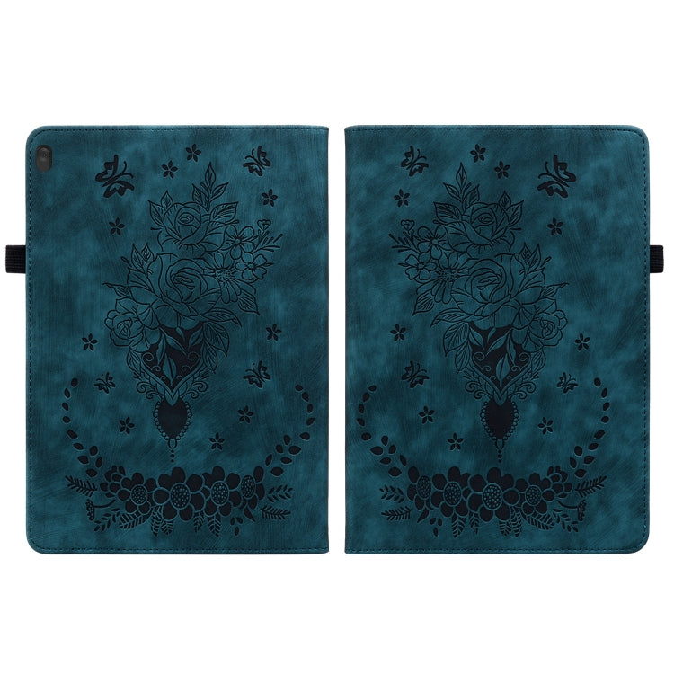 For Lenovo M10 Butterfly Rose Embossed Leather Tablet Case(Dark Blue) - Lenovo by PMC TechLife | Online Shopping South Africa | PMC TechLife | Buy Now Pay Later Mobicred