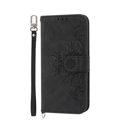 For Huawei Pura 70 Skin-feel Flowers Embossed Wallet Leather Phone Case(Black) - Huawei Cases by PMC Jewellery | Online Shopping South Africa | PMC Jewellery | Buy Now Pay Later Mobicred