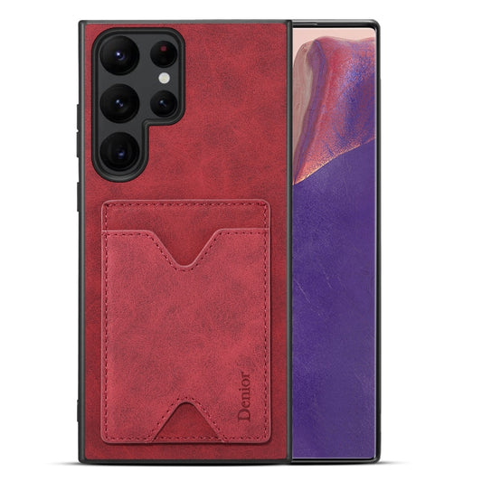 For Samsung Galaxy S24 Ultra 5G Denior PU Back Cover Card Slot Holder Phone Case(Red) - Galaxy S24 Ultra 5G Cases by Denior | Online Shopping South Africa | PMC Jewellery | Buy Now Pay Later Mobicred