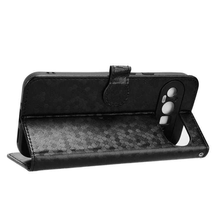 For Google Pixel 9 Pro Honeycomb Dot Texture Leather Phone Case(Black) - Google Cases by PMC Jewellery | Online Shopping South Africa | PMC Jewellery | Buy Now Pay Later Mobicred