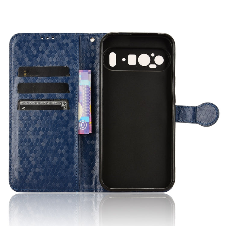 For Google Pixel 9 Pro Honeycomb Dot Texture Leather Phone Case(Blue) - Google Cases by PMC Jewellery | Online Shopping South Africa | PMC Jewellery | Buy Now Pay Later Mobicred