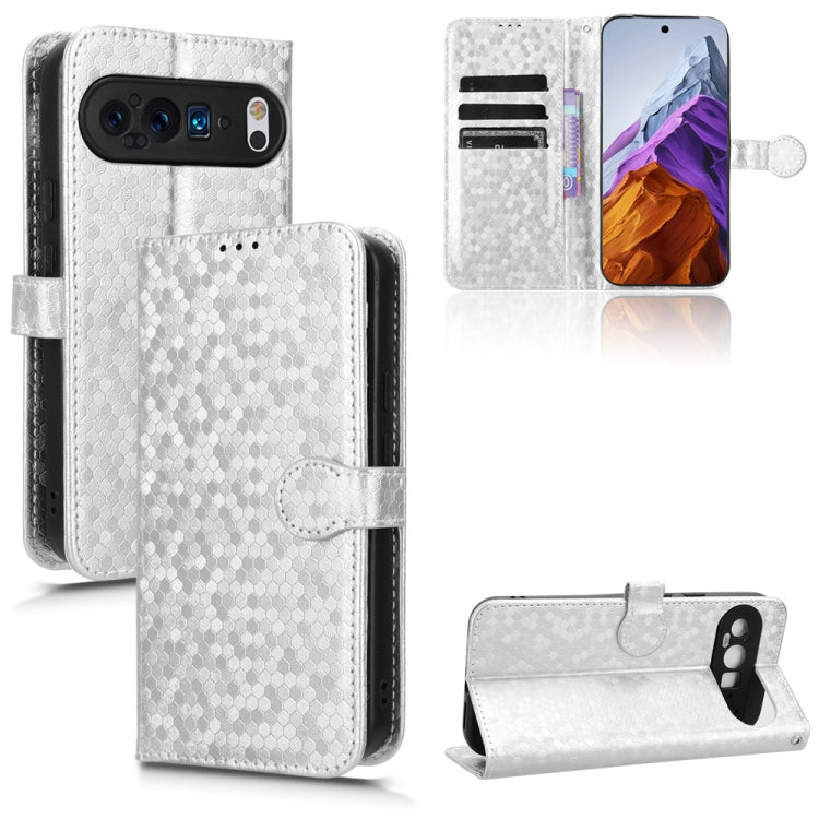 For Google Pixel 9 Pro XL Honeycomb Dot Texture Leather Phone Case(Silver) - Google Cases by PMC Jewellery | Online Shopping South Africa | PMC Jewellery | Buy Now Pay Later Mobicred