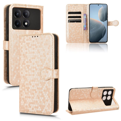 For Xiaomi Poco X6 Pro / Redmi K70E 5G Honeycomb Dot Texture Leather Phone Case(Gold) - K70E Cases by PMC Jewellery | Online Shopping South Africa | PMC Jewellery