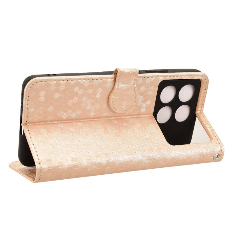 For Xiaomi Poco X6 Pro / Redmi K70E 5G Honeycomb Dot Texture Leather Phone Case(Gold) - free shipping - PMC TechLife - Order now!