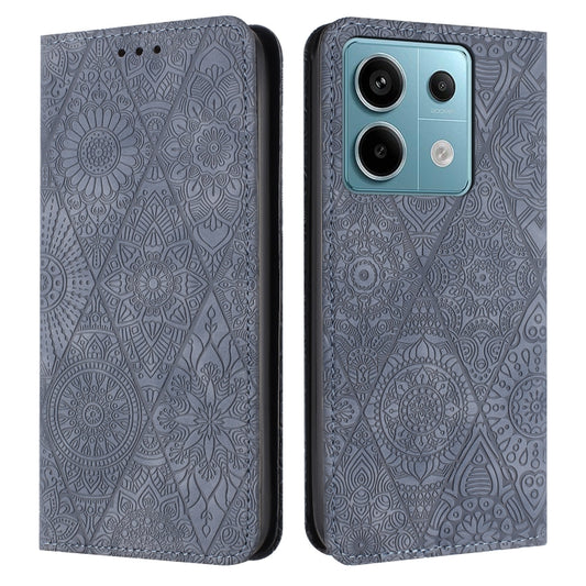 For Xiaomi Redmi Note 13 Pro 5G Ethnic Embossed Adsorption Leather Phone Case(Grey) - Note 13 Pro Cases by PMC Jewellery | Online Shopping South Africa | PMC Jewellery | Buy Now Pay Later Mobicred