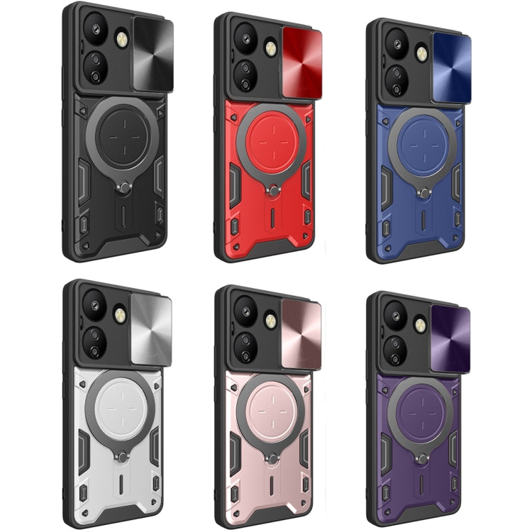 For Xiaomi Redmi 13C 4G CD Texture Sliding Camshield Magnetic Holder Phone Case(Black) - 13C Cases by PMC TechLife | Online Shopping South Africa | PMC TechLife | Buy Now Pay Later Mobicred