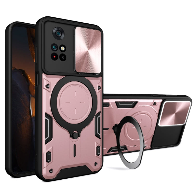 For Xiaomi Poco M4 Pro 4G CD Texture Sliding Camshield Magnetic Holder Phone Case(Pink) - Xiaomi Cases by PMC Jewellery | Online Shopping South Africa | PMC Jewellery | Buy Now Pay Later Mobicred