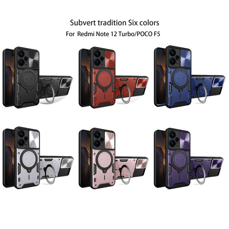 For Xiaomi Redmi Note 12 Turbo CD Texture Sliding Camshield Magnetic Holder Phone Case(Pink) - free shipping - PMC TechLife - Order now!