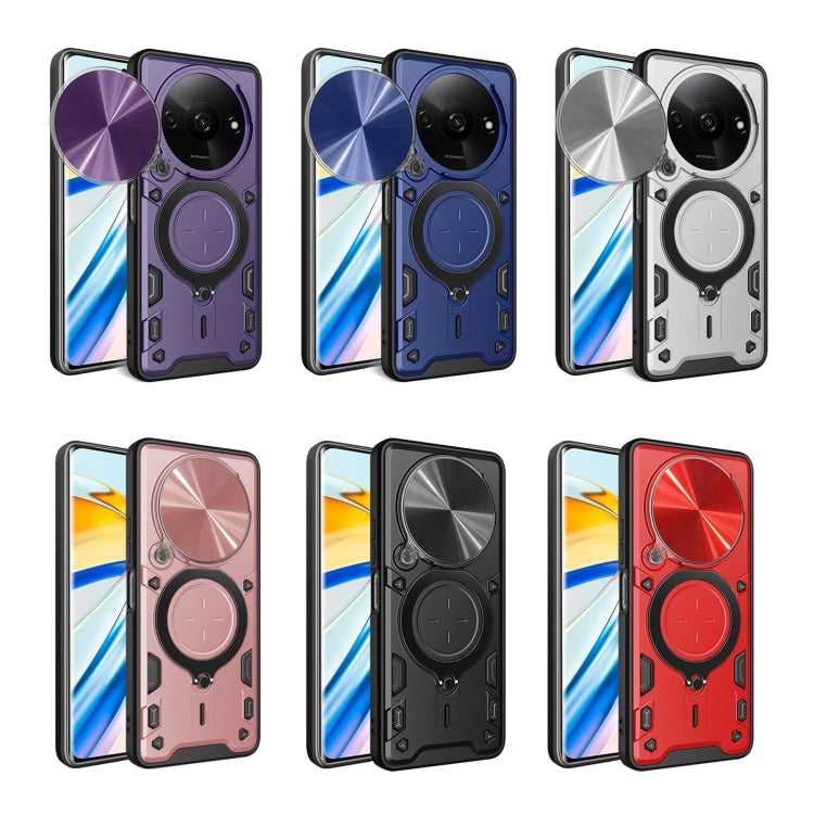 For Xiaomi Redmi A3 CD Texture Sliding Camshield Magnetic Holder Phone Case(Red) - Xiaomi Cases by PMC TechLife | Online Shopping South Africa | PMC TechLife | Buy Now Pay Later Mobicred