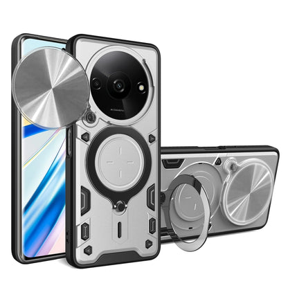 For Xiaomi Redmi A3 CD Texture Sliding Camshield Magnetic Holder Phone Case(Silver) - Xiaomi Cases by PMC Jewellery | Online Shopping South Africa | PMC Jewellery | Buy Now Pay Later Mobicred