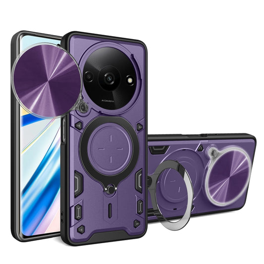 For Xiaomi Redmi A3 CD Texture Sliding Camshield Magnetic Holder Phone Case(Purple) - Xiaomi Cases by PMC Jewellery | Online Shopping South Africa | PMC Jewellery | Buy Now Pay Later Mobicred