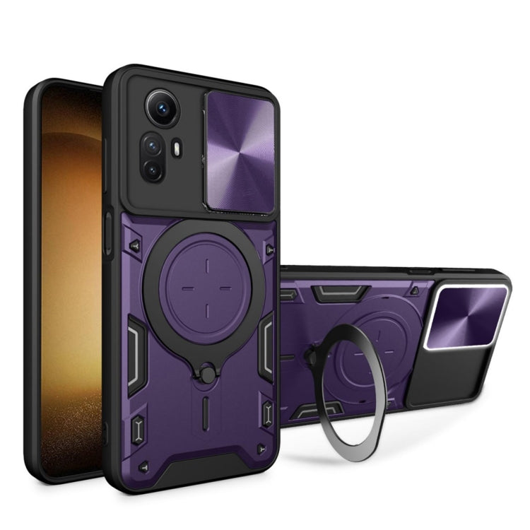 For Xiaomi Redmi Note 12S 4G CD Texture Sliding Camshield Magnetic Holder Phone Case(Purple) - Xiaomi Cases by PMC Jewellery | Online Shopping South Africa | PMC Jewellery | Buy Now Pay Later Mobicred