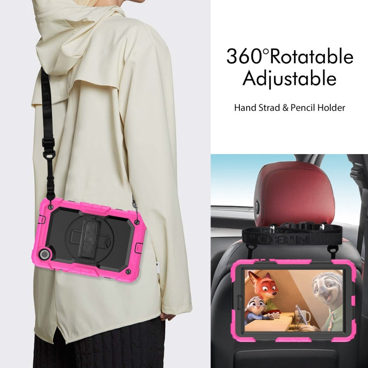 For Lenovo Tab M8 4th Gen Silicone Hybrid PC Tablet Case with Shoulder Strap(Rose Red) - Lenovo by PMC TechLife | Online Shopping South Africa | PMC TechLife | Buy Now Pay Later Mobicred