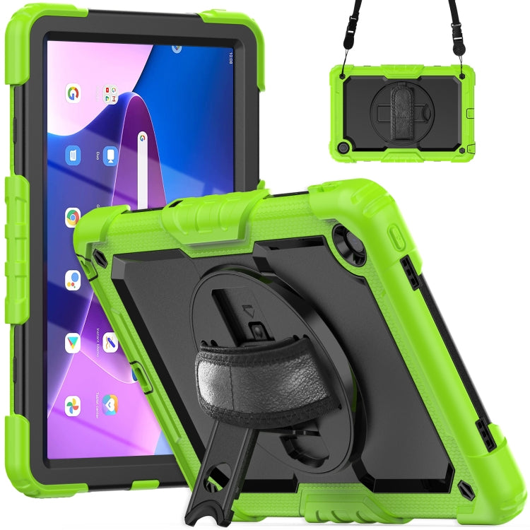 For Lenovo Tab M10 Plus 10.6 Gen 3rd Silicone Hybrid PC Tablet Case with Shoulder Strap(Yellow Green) - Lenovo by PMC TechLife | Online Shopping South Africa | PMC TechLife | Buy Now Pay Later Mobicred