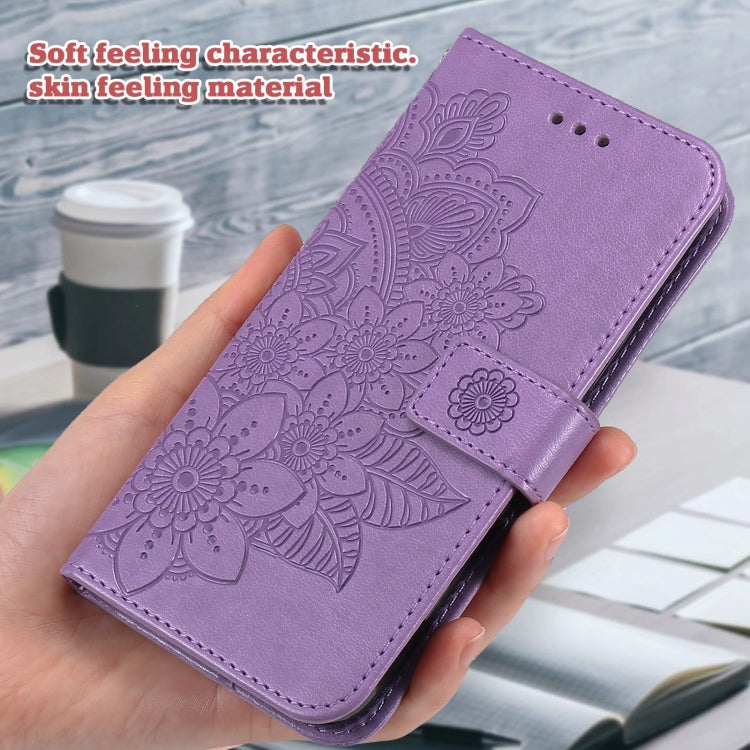 For Xiaomi Redmi K70 / K70 Pro 7-petal Flowers Embossing Leather Phone Case(Light Purple) - K70 Pro Cases by PMC Jewellery | Online Shopping South Africa | PMC Jewellery | Buy Now Pay Later Mobicred