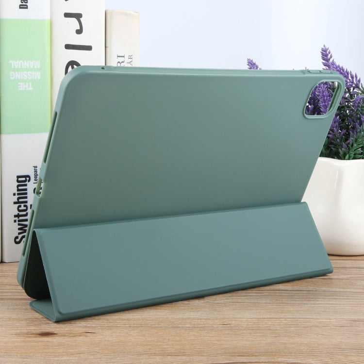 For iPad Air 11 2025 / 2024 GEBEI 3-folding Holder Shockproof Flip Leather Tablet Case(Dark Green) - iPad Air 11 2025 / 2024 Cases by GEBEI | Online Shopping South Africa | PMC Jewellery | Buy Now Pay Later Mobicred