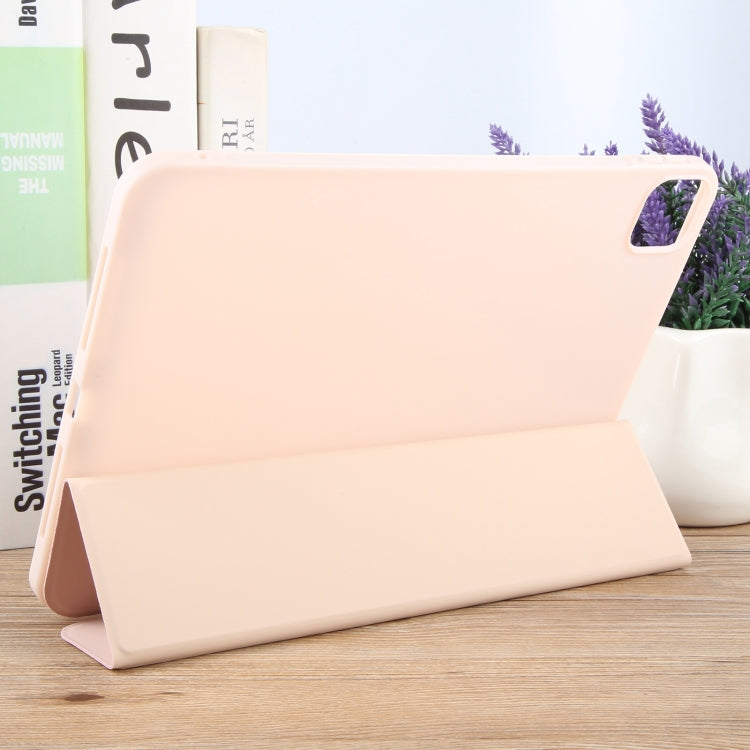 For iPad Pro 11 2024 GEBEI 3-folding Holder Shockproof Flip Leather Tablet Case(Pink) - iPad Pro 11 2024 Cases by GEBEI | Online Shopping South Africa | PMC TechLife | Buy Now Pay Later Mobicred