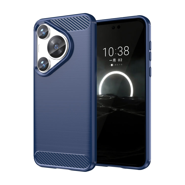 For Huawei Pura 70 Pro / Pura 70 Pro+ Brushed Texture Carbon Fiber TPU Phone Case(Blue) - Huawei Cases by PMC Jewellery | Online Shopping South Africa | PMC Jewellery | Buy Now Pay Later Mobicred