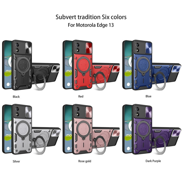 For Motorola Moto E13 CD Texture Sliding Camshield Magnetic Holder Phone Case(Silver) - free shipping - PMC TechLife - Order now!