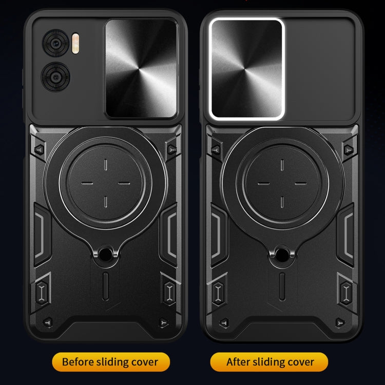 For Motorola Moto E22 / E22i CD Texture Sliding Camshield Magnetic Holder Phone Case(Black) - free shipping - PMC TechLife - Order now!