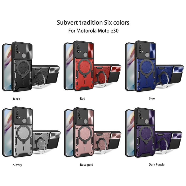 For Motorola Moto E20 / E30 / E40 CD Texture Sliding Camshield Magnetic Holder Phone Case(Red) - free shipping - PMC TechLife - Order now!