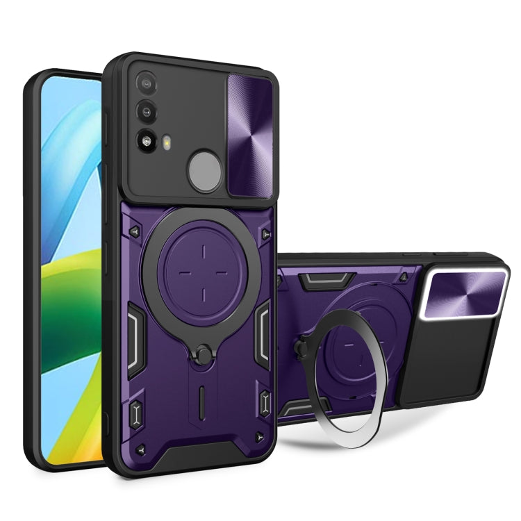 For Motorola Moto E20 / E30 / E40 CD Texture Sliding Camshield Magnetic Holder Phone Case(Purple) - free shipping - PMC TechLife - Order now!