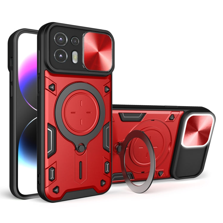 For Motorola Edge 20 Lite CD Texture Sliding Camshield Magnetic Holder Phone Case(Red) - free shipping - PMC TechLife - Order now!