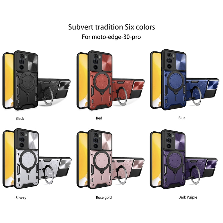 For Motorola Edge 30 Pro CD Texture Sliding Camshield Magnetic Holder Phone Case(Black) - free shipping - PMC TechLife - Order now!