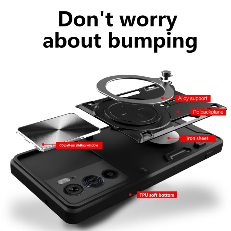 For Motorola Edge 30 Pro CD Texture Sliding Camshield Magnetic Holder Phone Case(Red) - free shipping - PMC TechLife - Order now!
