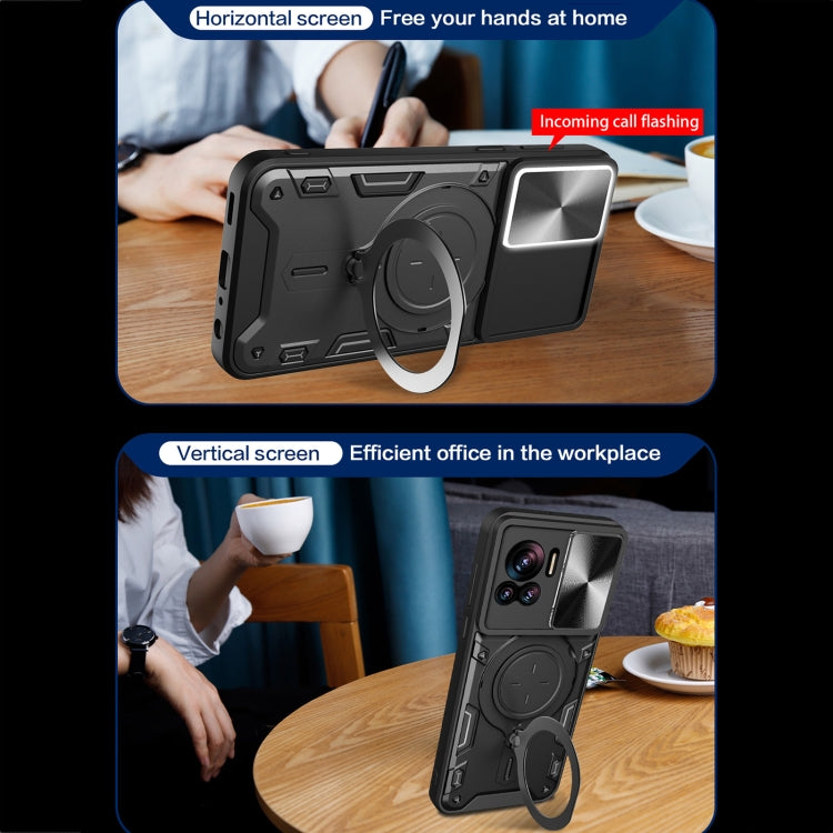 For Motorola Edge 30 Ultra CD Texture Sliding Camshield Magnetic Holder Phone Case(Blue) - free shipping - PMC TechLife - Order now!