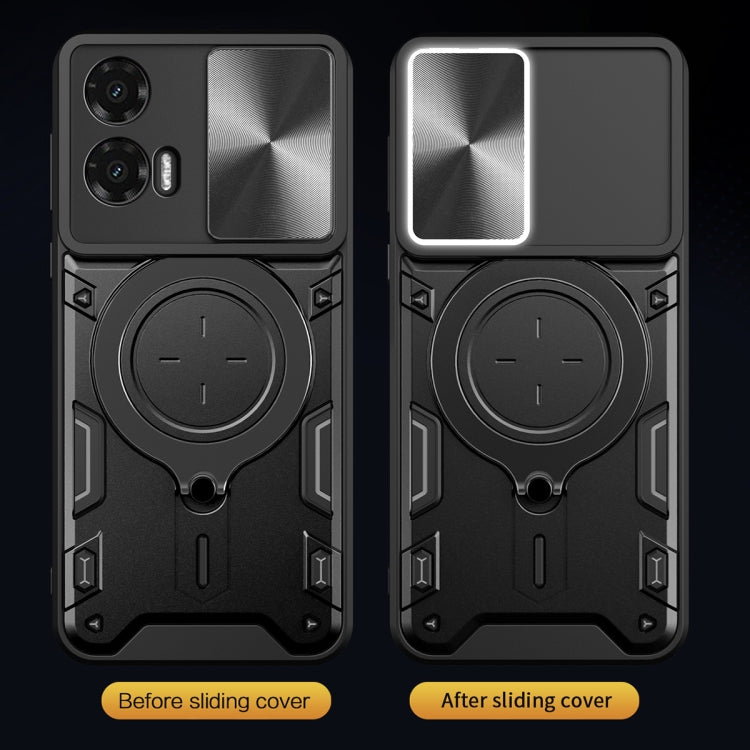 For Motorola Moto G35 CD Texture Sliding Camshield Magnetic Holder Phone Case(Black) - free shipping - PMC TechLife - Order now!