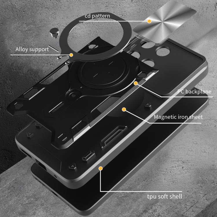 For Motorola Moto G15 CD Texture Sliding Camshield Magnetic Holder Phone Case(Silver) - free shipping - PMC TechLife - Order now!