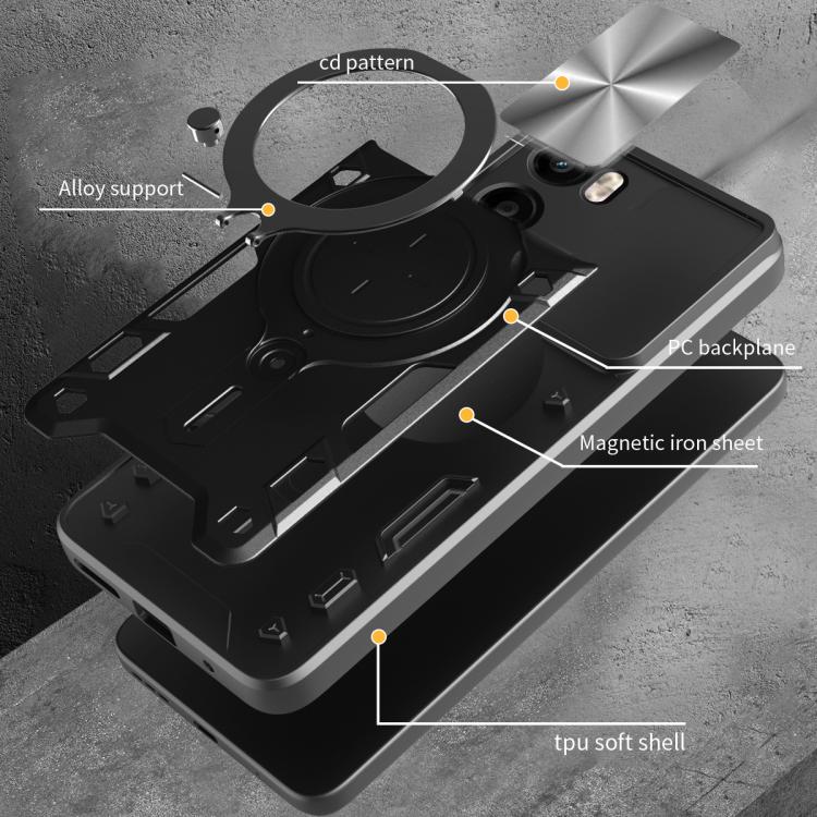 For Motorola Moto G05 CD Texture Sliding Camshield Magnetic Holder Phone Case(Silver) - free shipping - PMC TechLife - Order now!