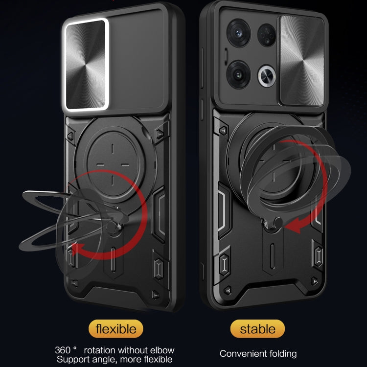 For OPPO Reno8 Pro 5G CD Texture Sliding Camshield Magnetic Holder Phone Case(Red) - free shipping - PMC TechLife - Order now!