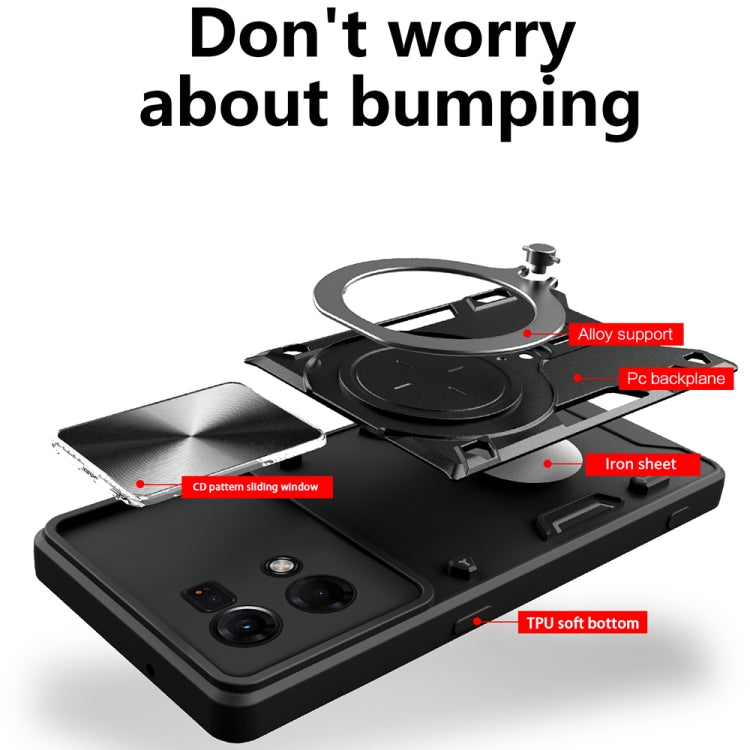 For OPPO Reno7 4G / F21 Pro 4G CD Texture Sliding Camshield Magnetic Holder Phone Case(Red) - OPPO Cases by PMC TechLife | Online Shopping South Africa | PMC TechLife | Buy Now Pay Later Mobicred