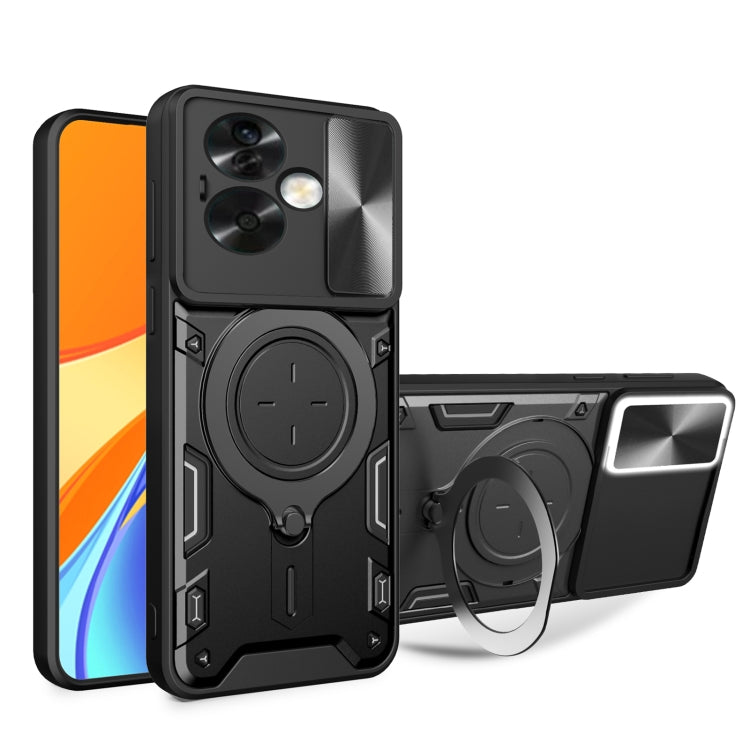 For OPPO A79 5G Global CD Texture Sliding Camshield Magnetic Holder Phone Case(Black) - free shipping - PMC TechLife - Order now!